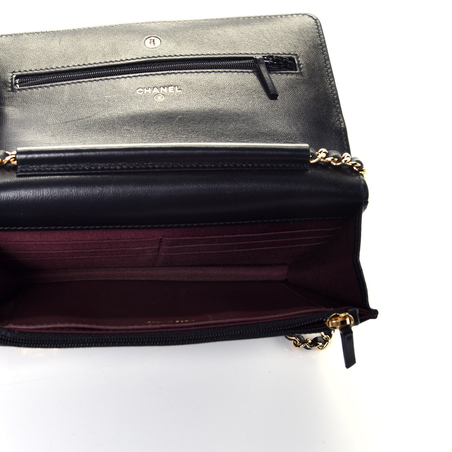 Lambskin Quilted Wallet On Chain WOC Black