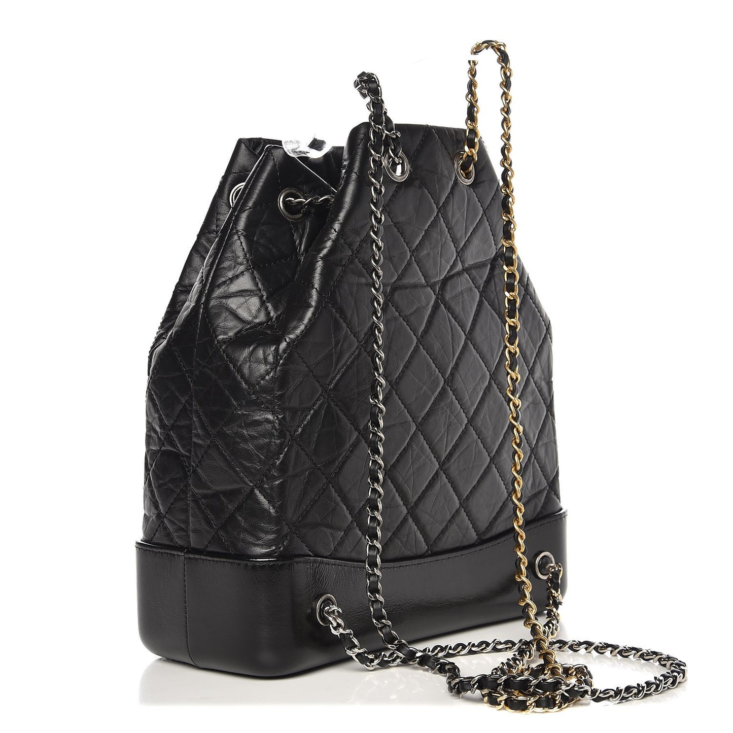 Aged Calfskin Quilted Small Gabrielle Backpack Black