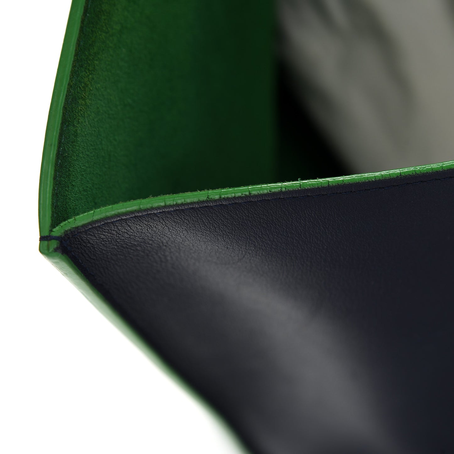 Supple Calfskin Medium Phantom Luggage Navy Blue Green Trim
