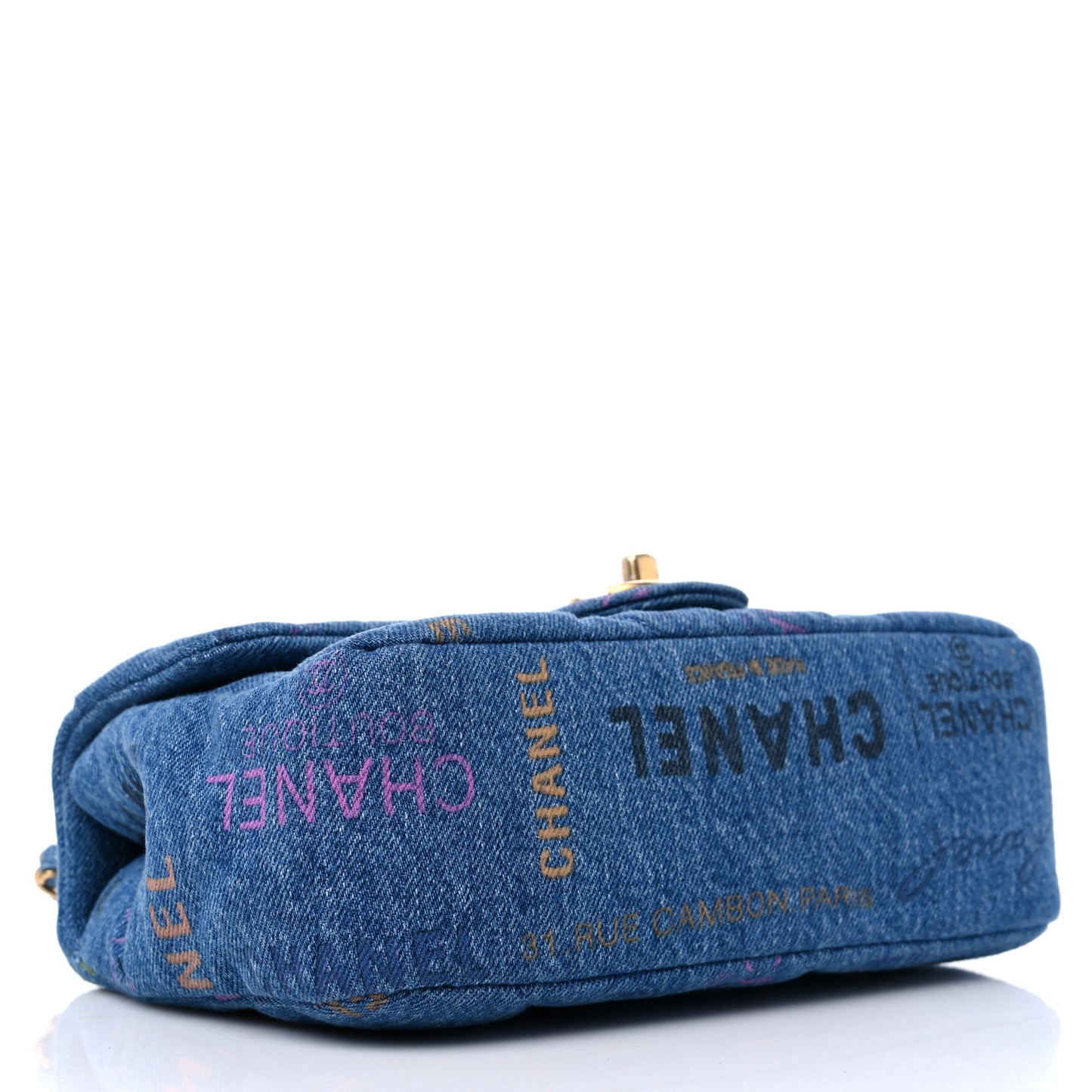 Denim Quilted Mini Denim Mood Rectangular Flap Blue Multicolor