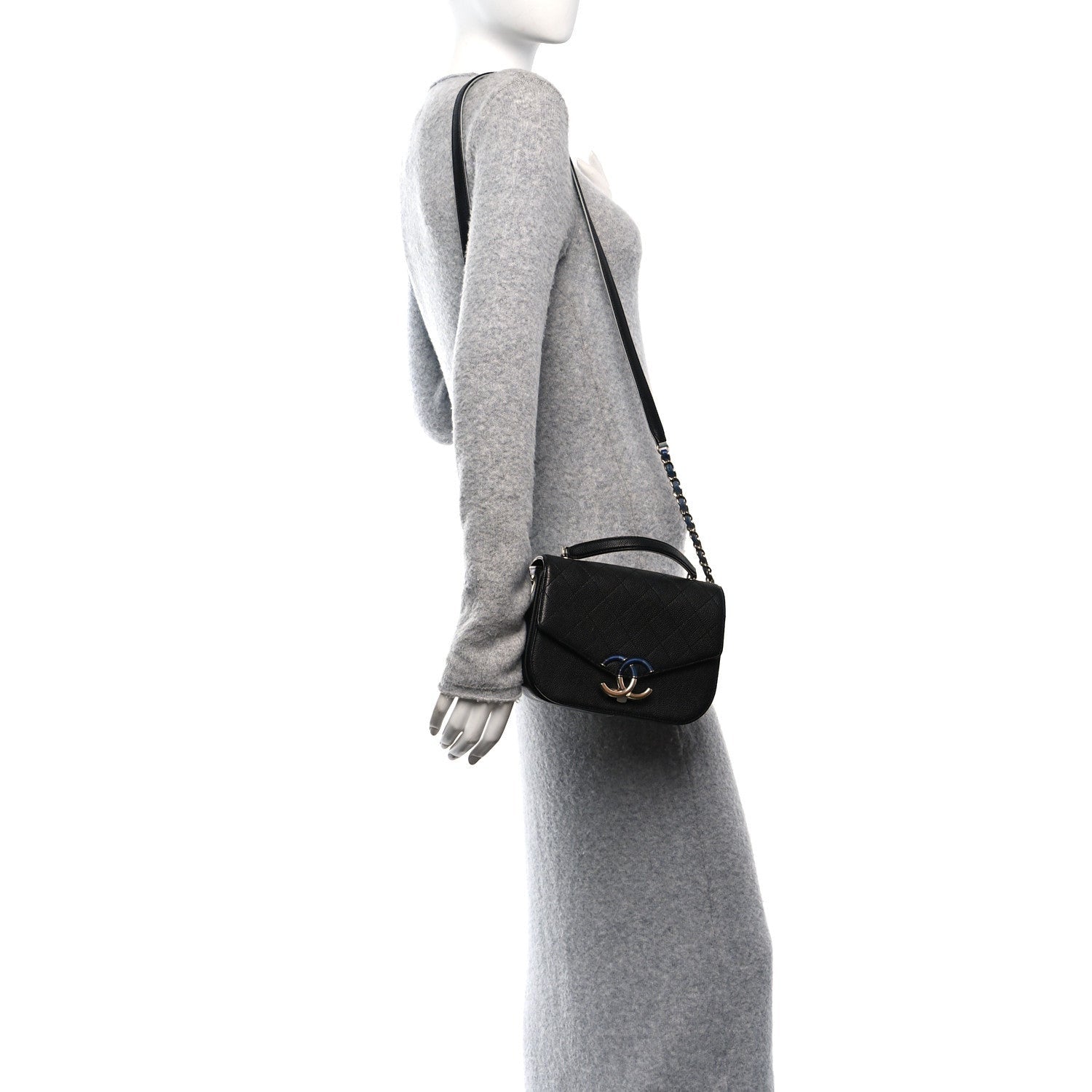 Chanel Grained Calfskin Quilted Small Cuba Top Handle Flap Black 2 of 7