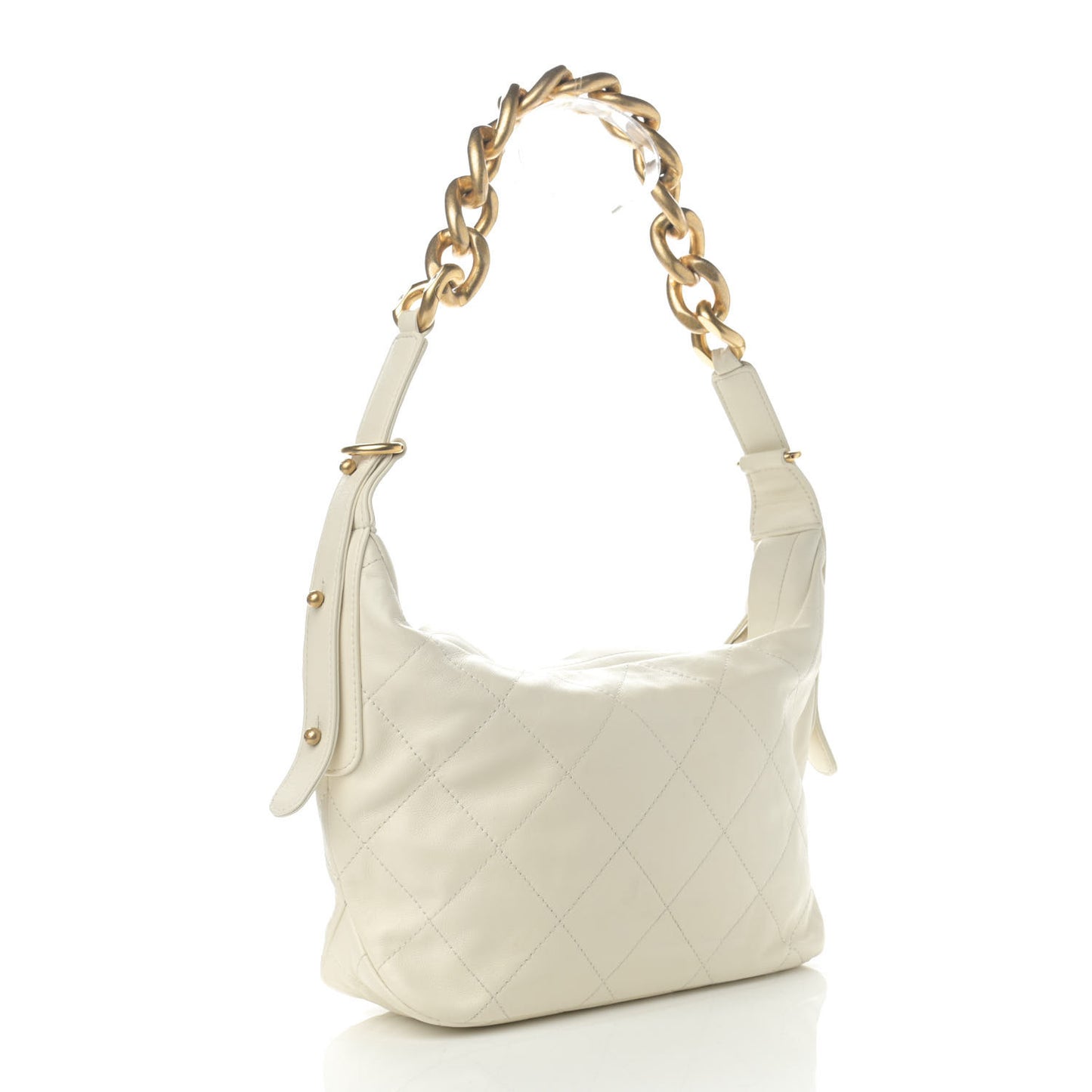 Calfskin Quilted Daily Hobo White
