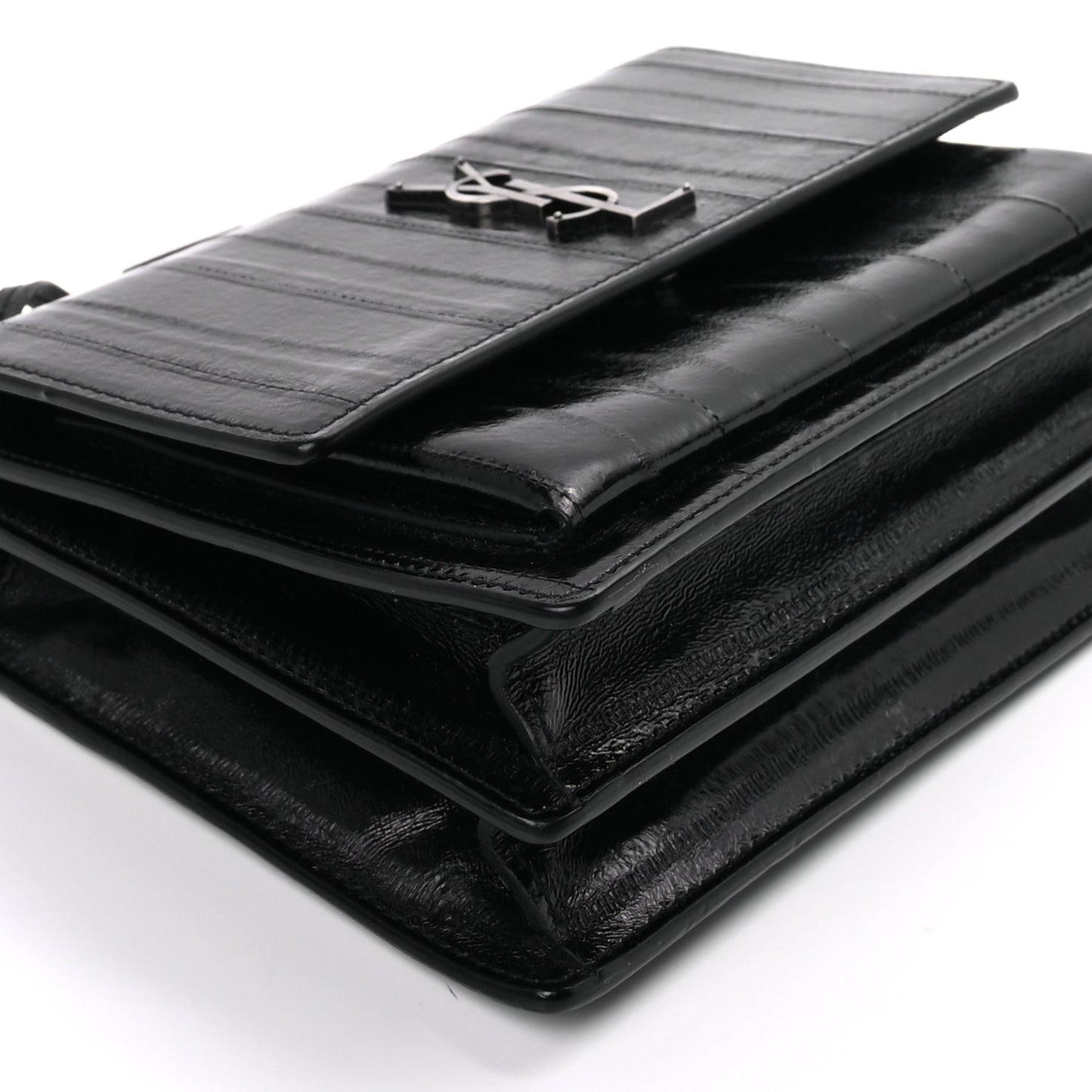 Glossy Eelskin Medium Monogram Sunset Black