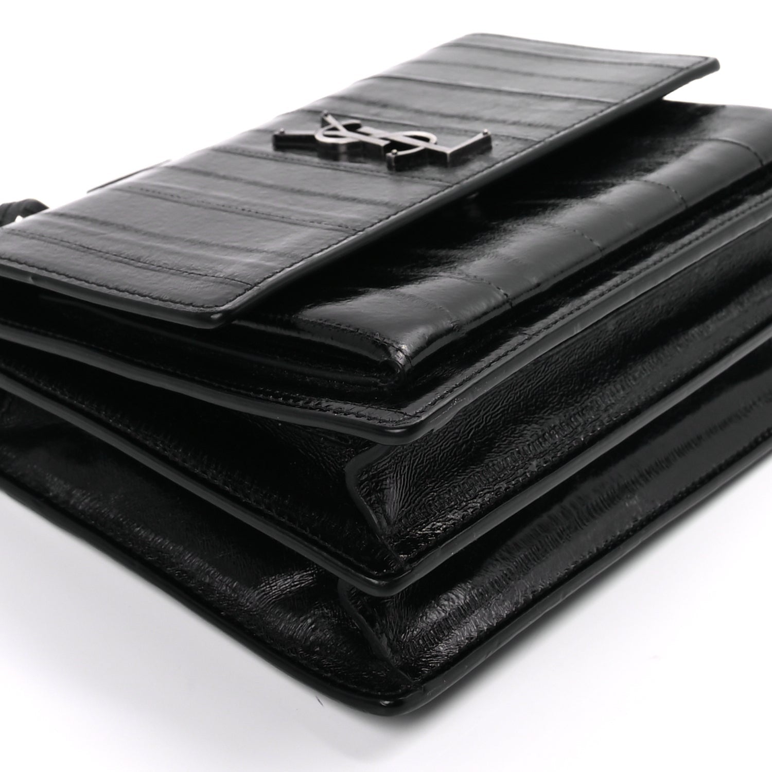 Saint Laurent Glossy Eelskin Medium Monogram Sunset Black 7 of 7