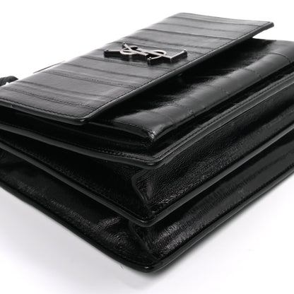 Saint Laurent Glossy Eelskin Medium Monogram Sunset Black 7 of 7