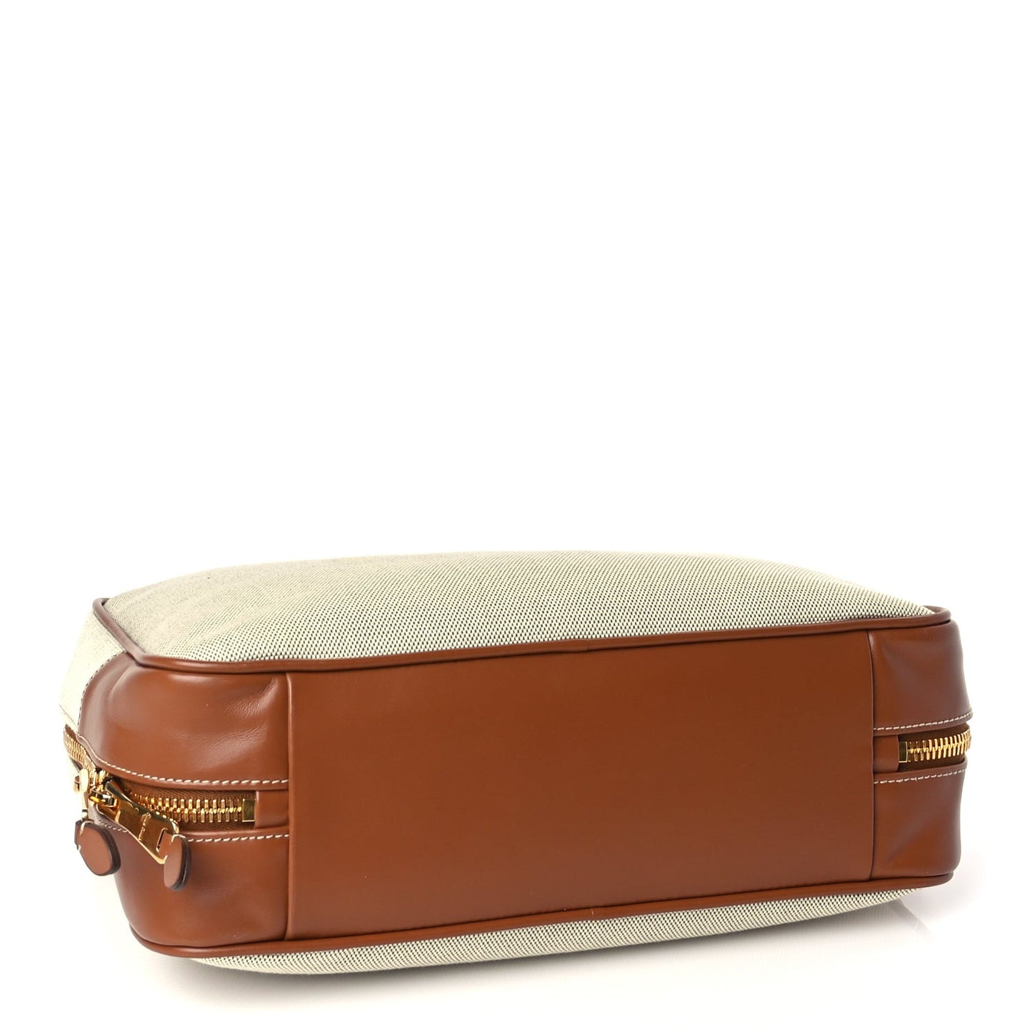 Canvas Calfskin Large Beau Top Handle Bag Naturale Brandy