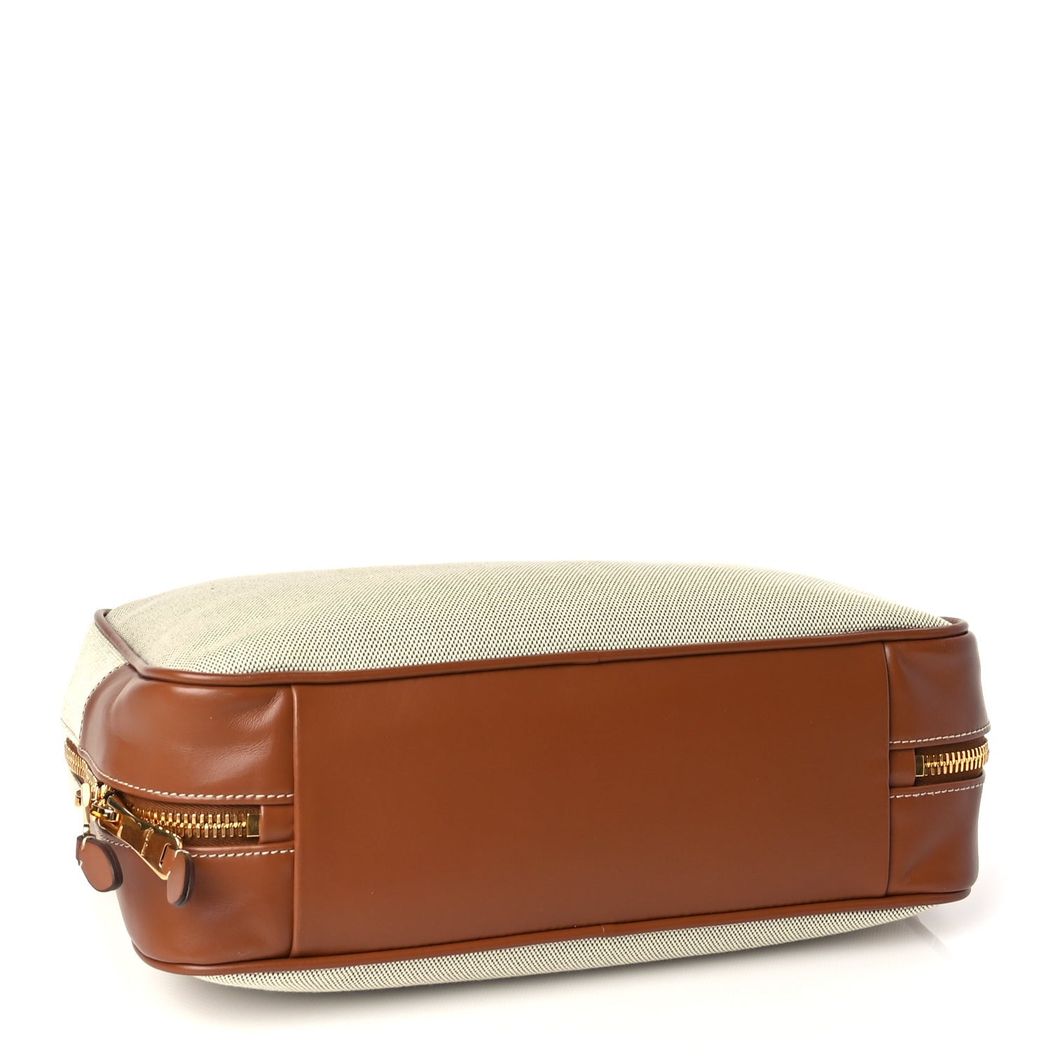 Miu Miu Canvas Calfskin Large Beau Top Handle Bag Naturale Brandy 3 of 8