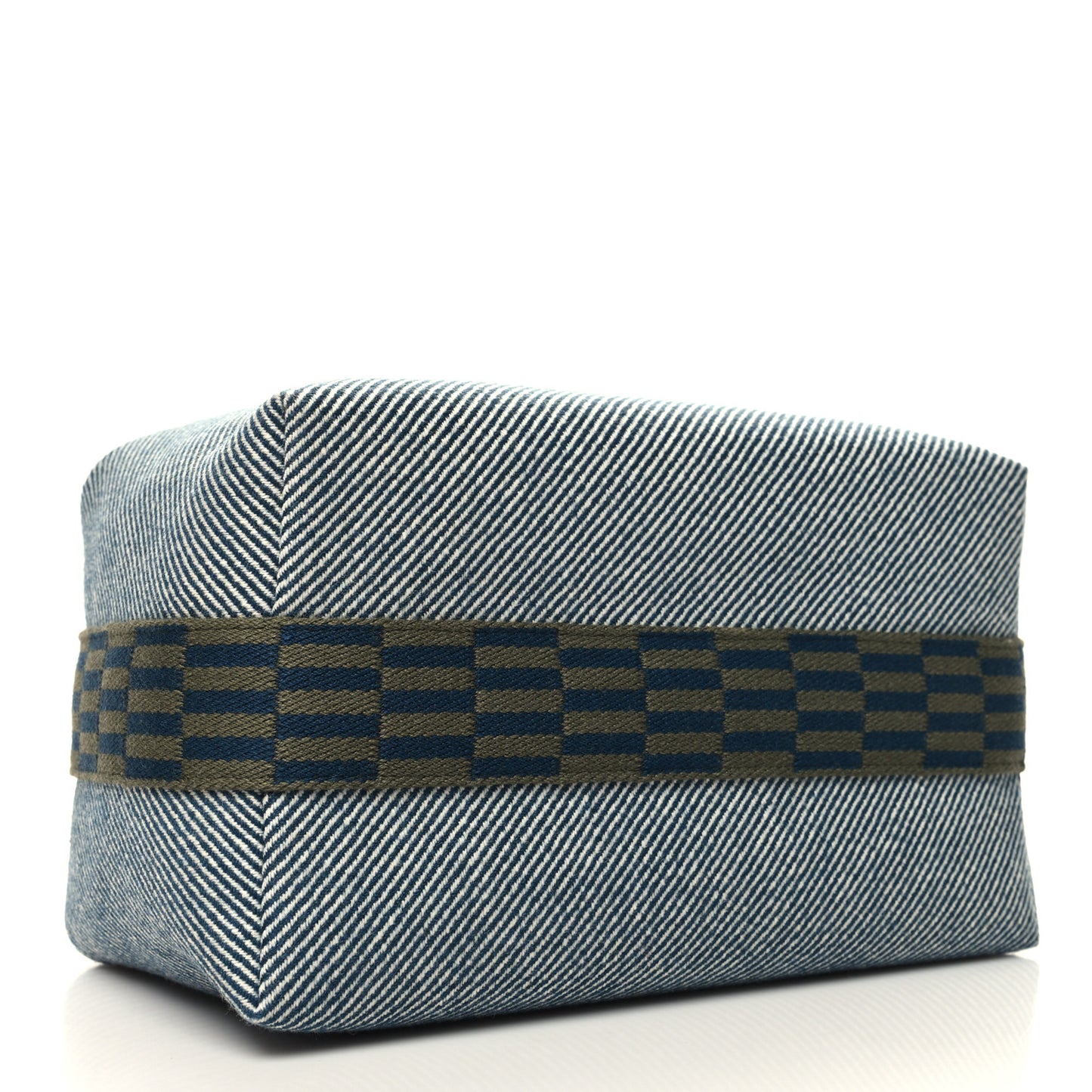 Wool Large Bride-A-Brac H Natte Pouch Bleu Abysse