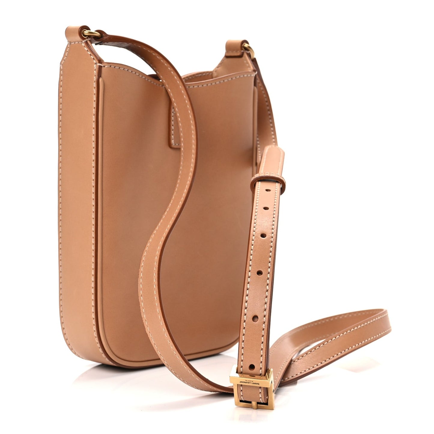 Smooth Calfskin Le 5 A 7 Vertical Hobo Brown Gold