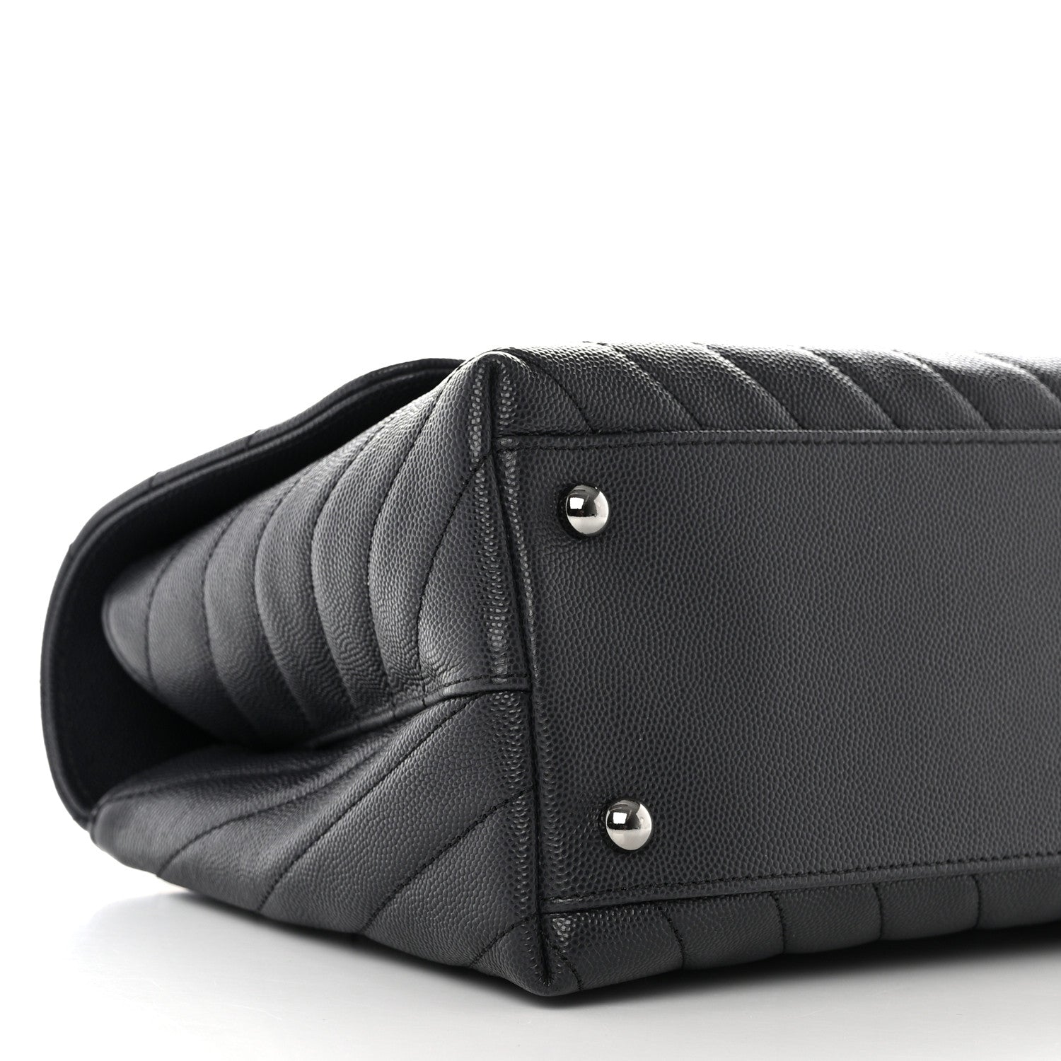 Chanel Caviar Chevron Quilted Small Coco Handle Flap Dark Grey 9 of 10