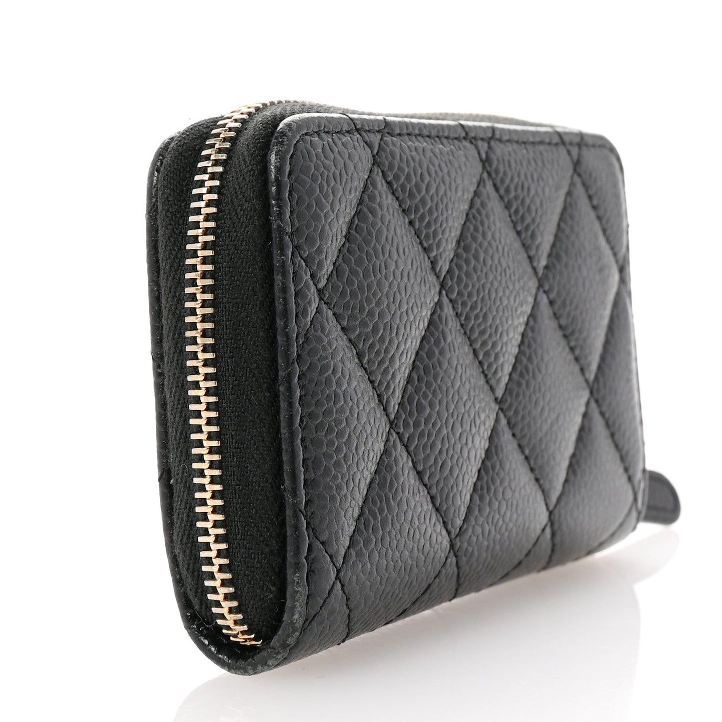 Caviar Quilted Zip Coin Purse Black