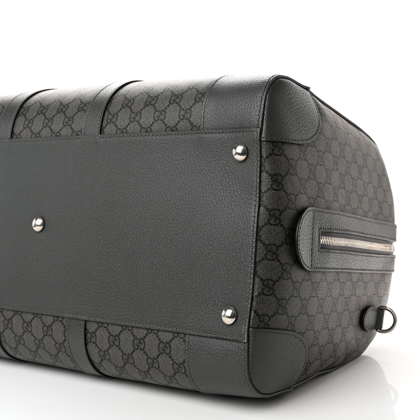 GG Supreme Monogram Textured Dollar Calfskin Large Savoy Duffle Bag Grey Black Graphite Grey