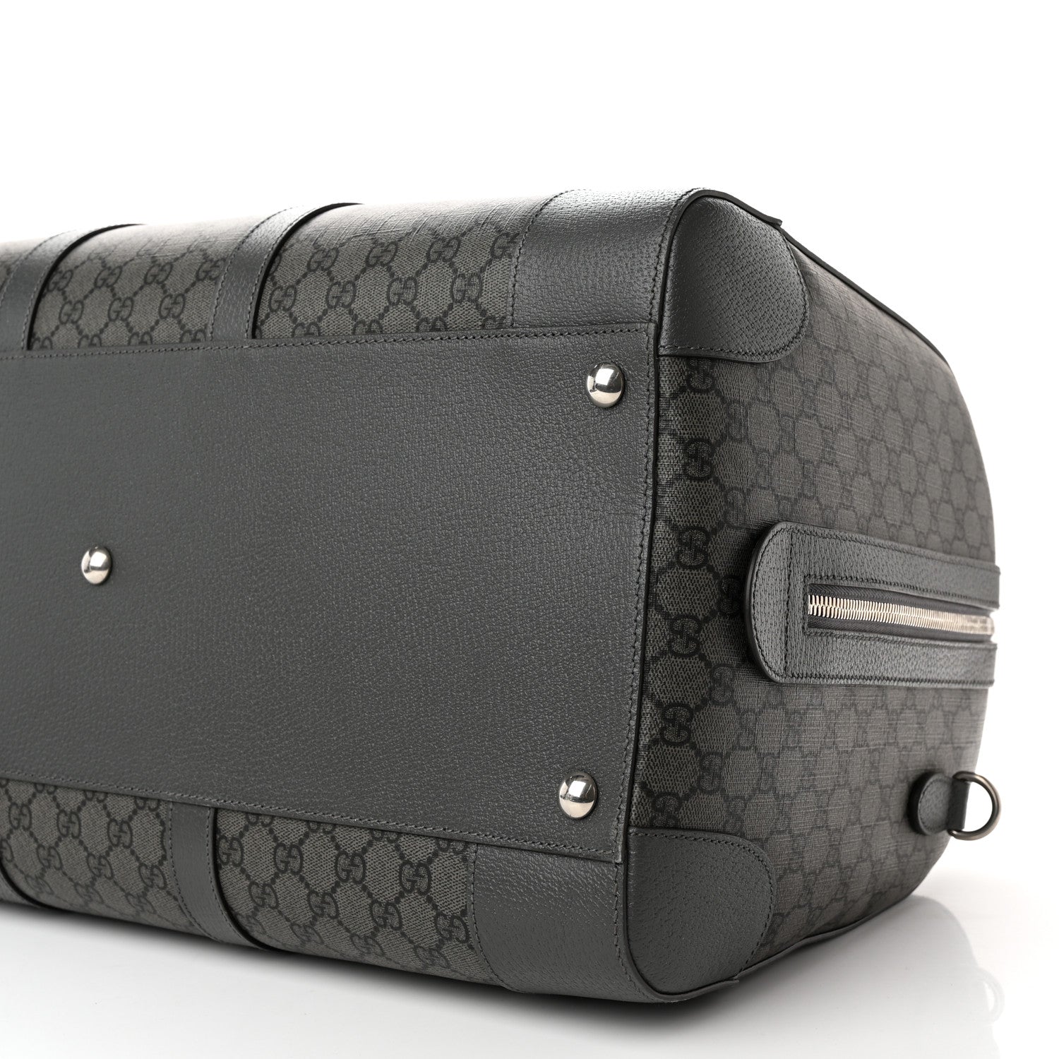 Gucci GG Supreme Monogram Textured Dollar Calfskin Large Savoy Duffle Bag Grey Black Graphite Grey 9 of 15