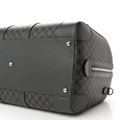 Gucci GG Supreme Monogram Textured Dollar Calfskin Large Savoy Duffle Bag Grey Black Graphite Grey 9 of 15