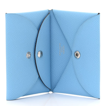 Hermes Epsom Calvi Duo Card Case Celeste 5 of 8