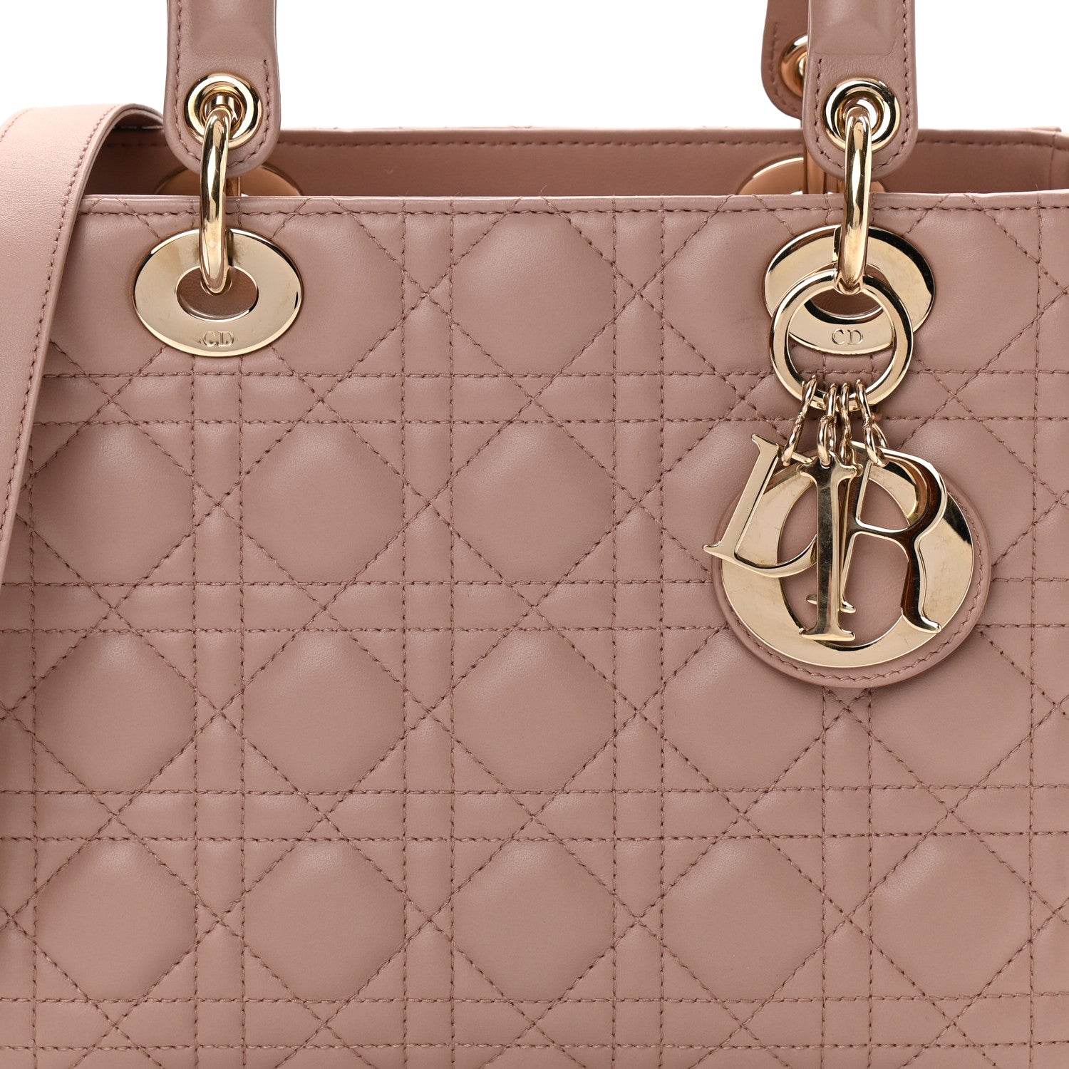 Christian Dior Lambskin Cannage Medium Lady Dior Bois de Rose 8 of 13