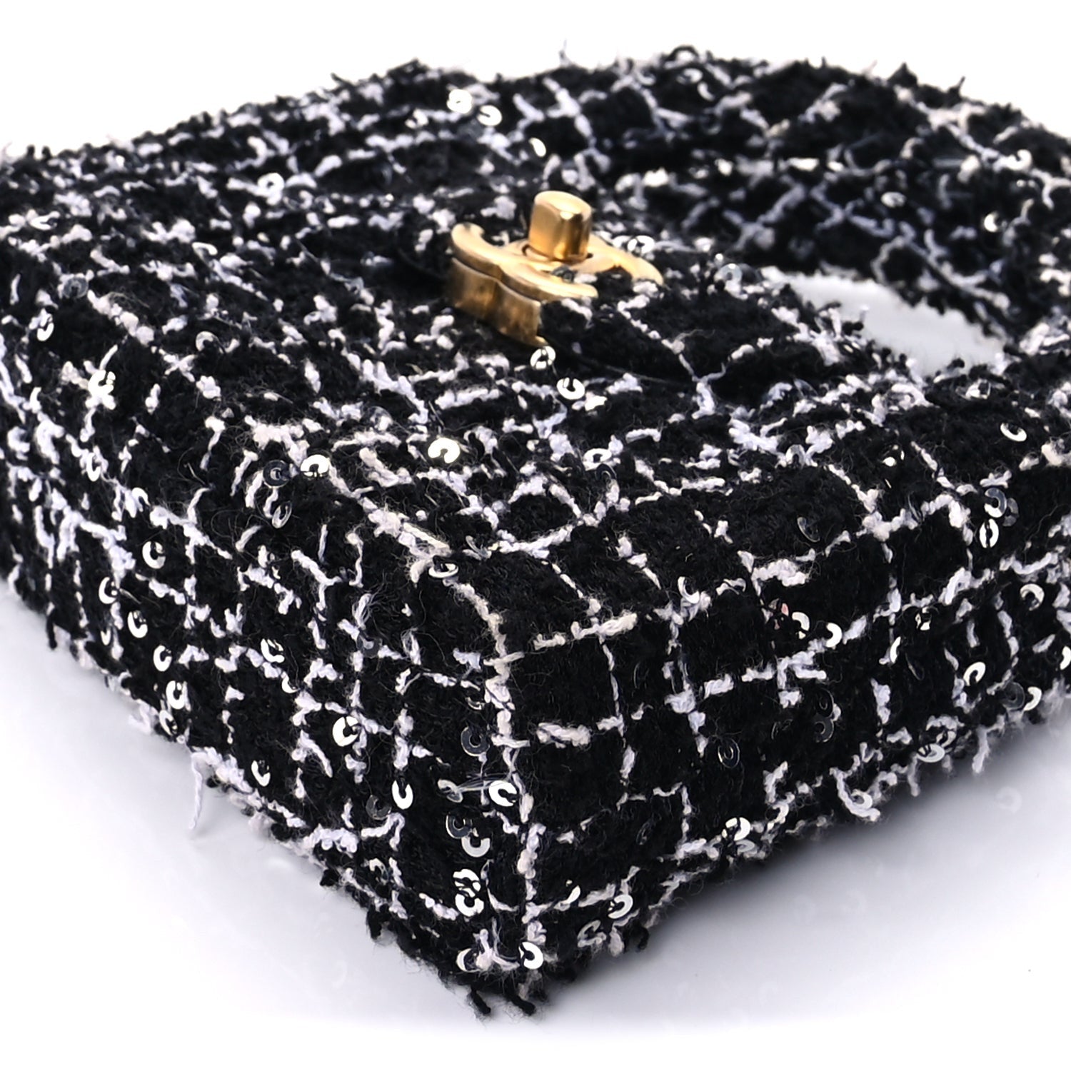 Chanel Tweed Quilted Mini Nano Kelly Shopper  Black White 7 of 8
