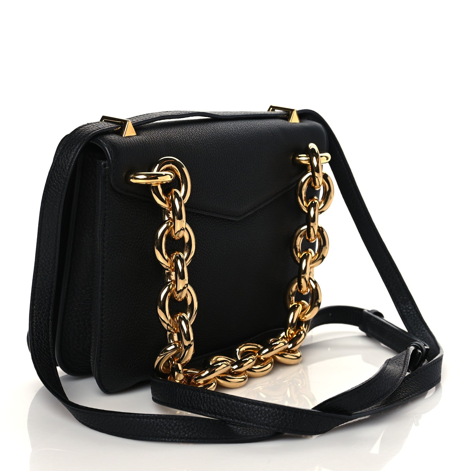 Bottega Veneta Calfskin Mount Envelope Bag Black 3 of 10