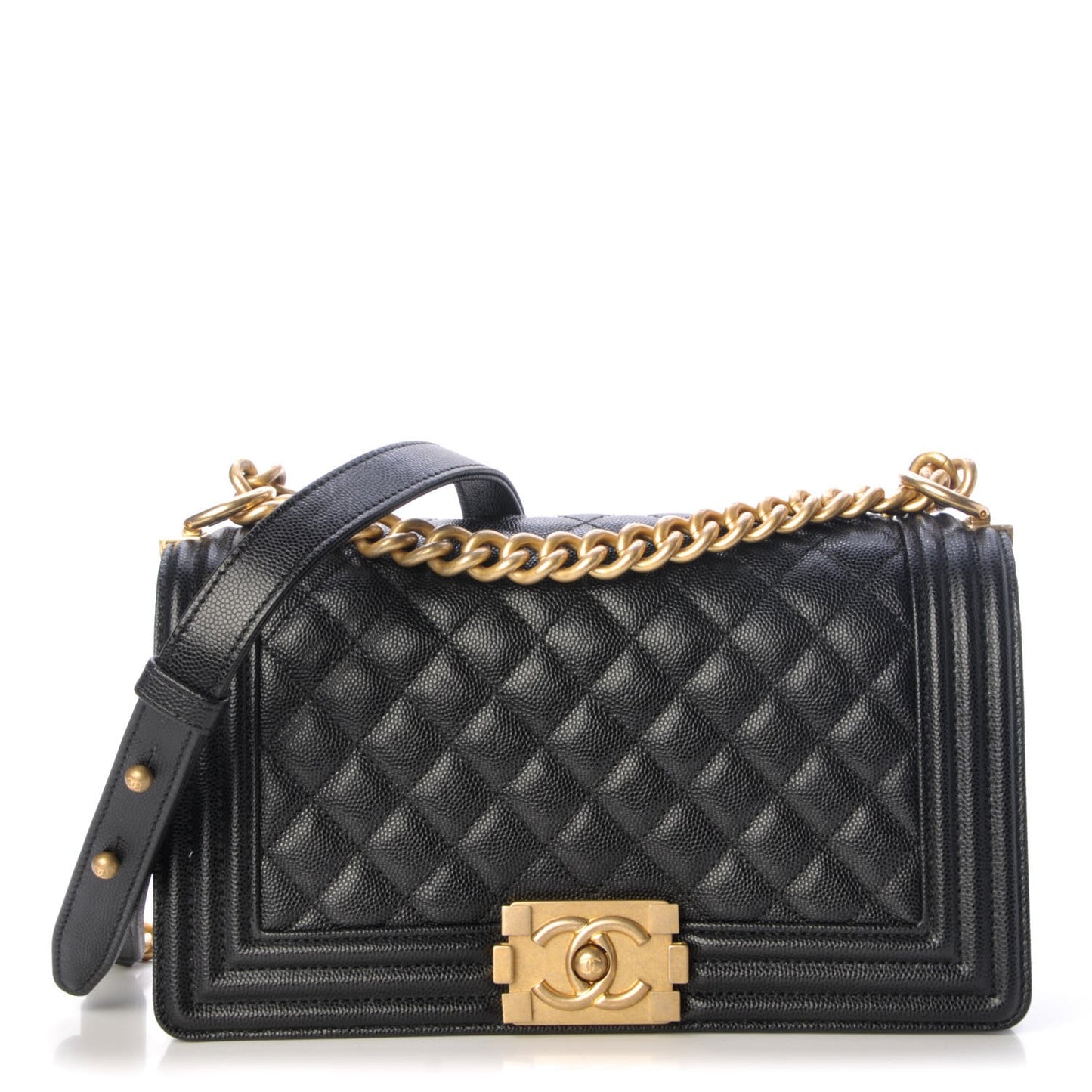 Caviar Quilted Medium Boy Flap Black