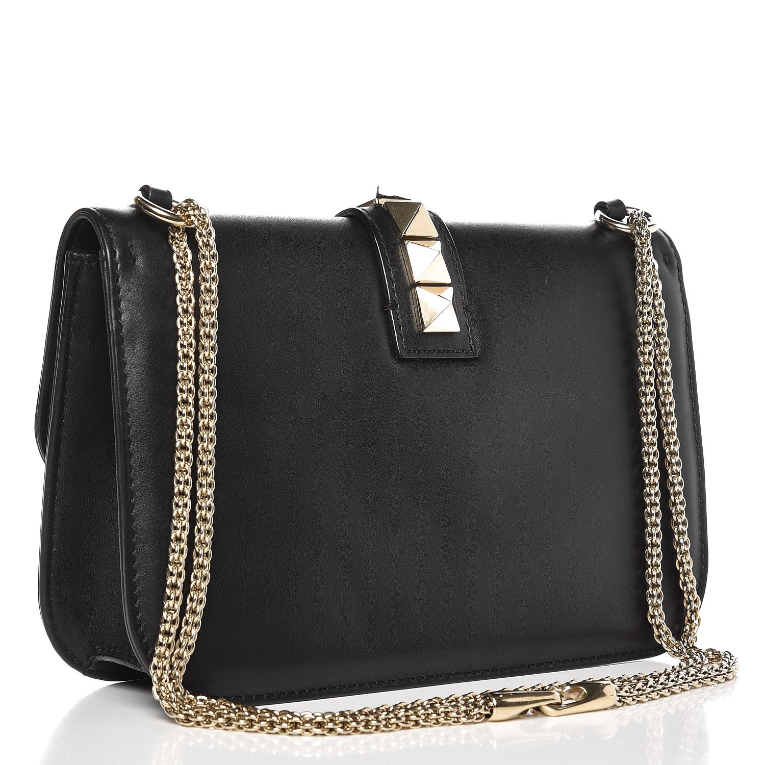 Valentino Garavani Vitello Medium Glam Lock Rockstud Flap Black 3 of 7