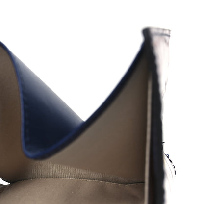 Chloe Lizard Crocodile Embossed Shiny Calfskin Small C Tri-Fold Wallet Chestnut Brown Blue Chestnut Brown Blue 6 of 7