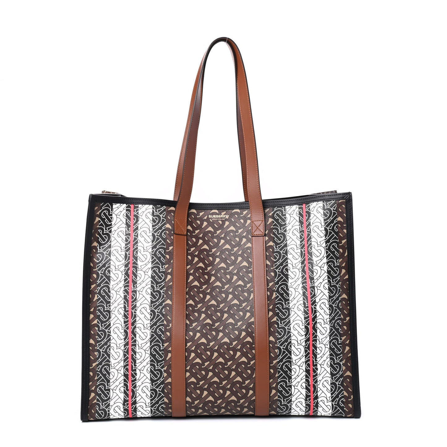 E-Canvas Monogram Stripe Book Tote Bridle Brown