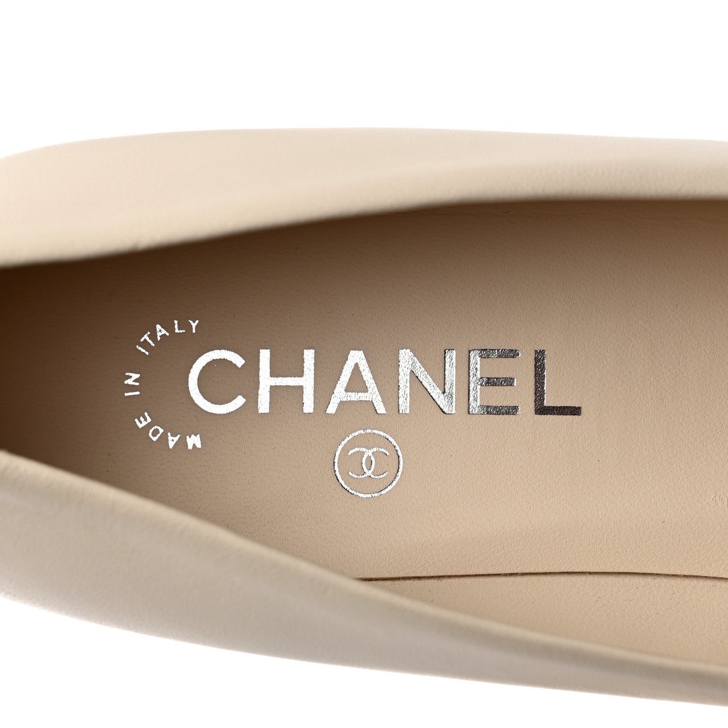 Chanel Lambskin CC Cap Toe Chain Pumps 41 Light Beige White 6 of 7