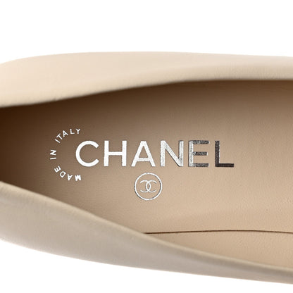 Chanel Lambskin CC Cap Toe Chain Pumps 41 Light Beige White 6 of 7