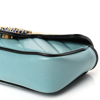 Gucci Azalea Calfskin Enamel Matelasse Diagonal Super Mini Torchon GG Marmont Shoulder Bag Butter Dusty Azure Black Electric Blue 9 of 9