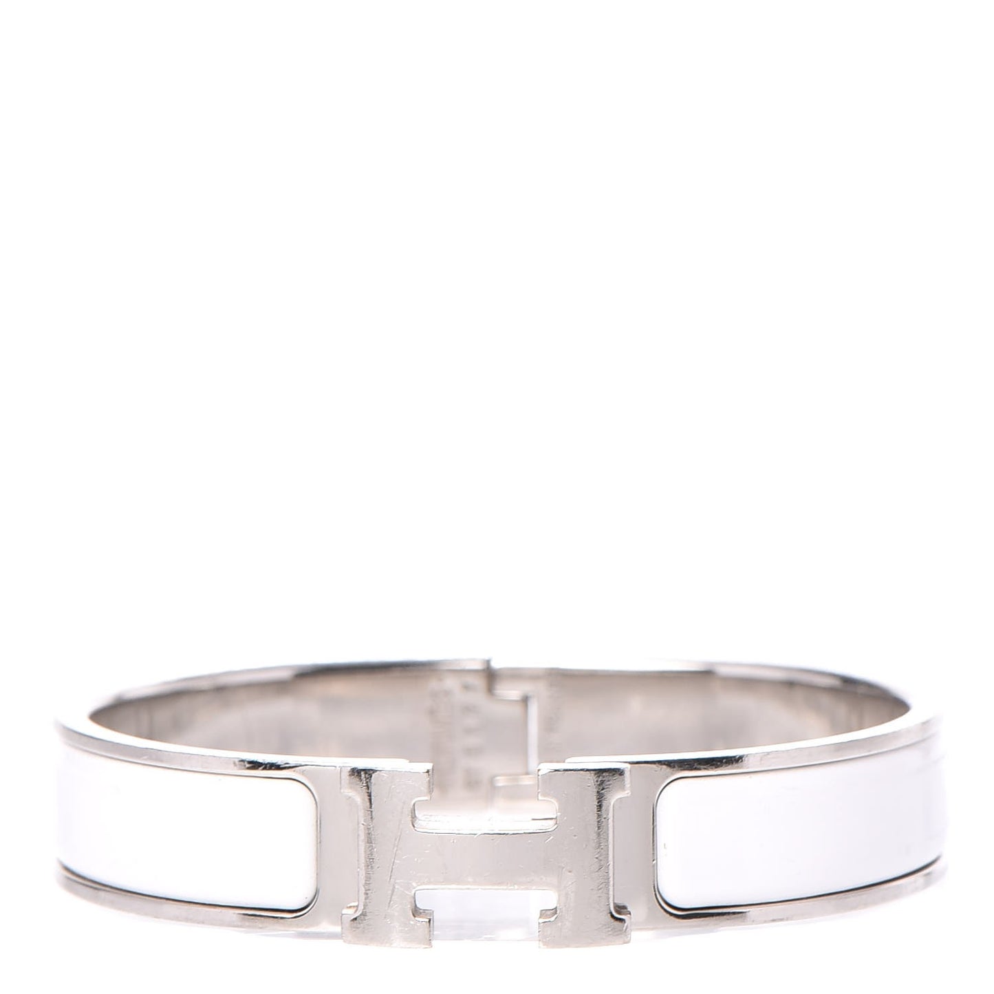 Enamel Narrow Clic Clac H Bracelet PM White