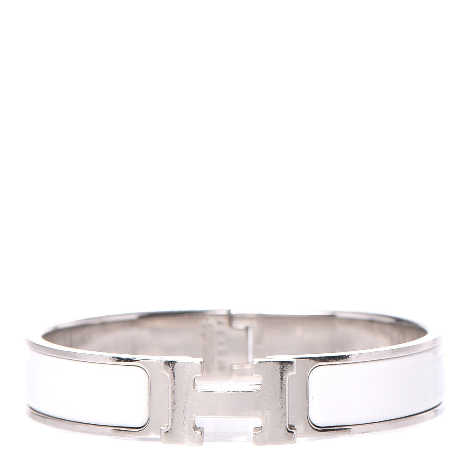 Hermes Enamel Narrow Clic Clac H Bracelet PM White 1 of 6