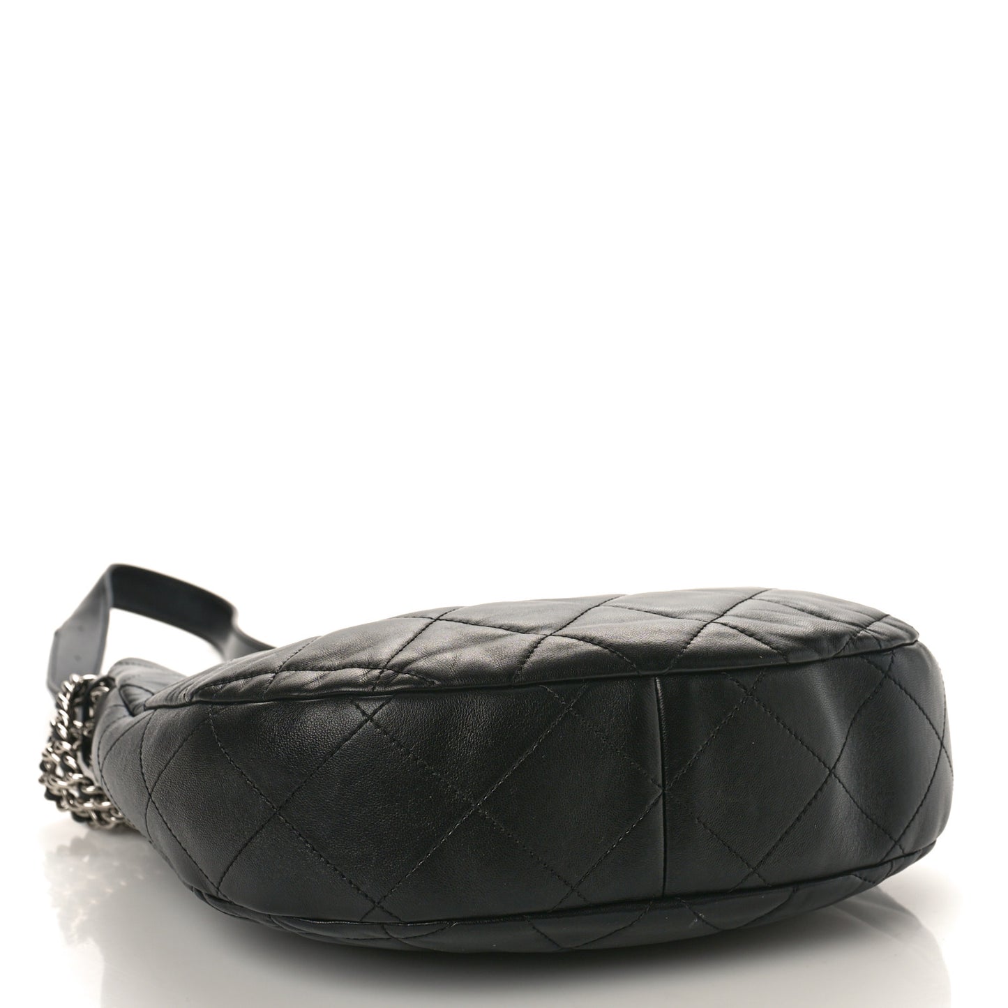 Lambskin Chain Rows Quilted Chain Hobo Black