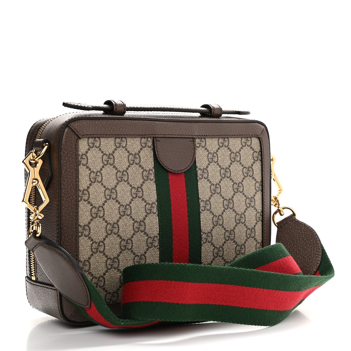 GG Supreme Web Small Ophidia Top Handle Shoulder Bag Brown