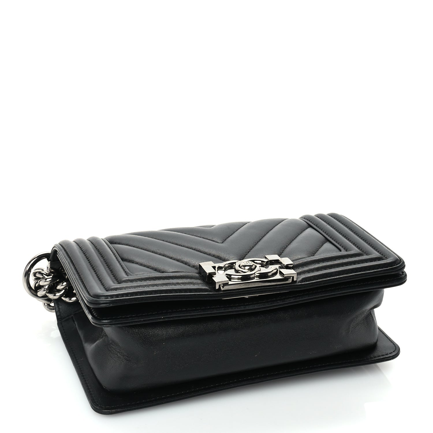 Chanel Lambskin Chevron Quilted Small Boy Flap  Black 3 of 9