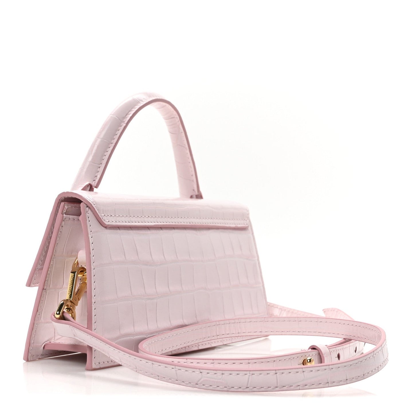 Calfskin Crocodile Embossed Le Chiquito Long Pale Pink