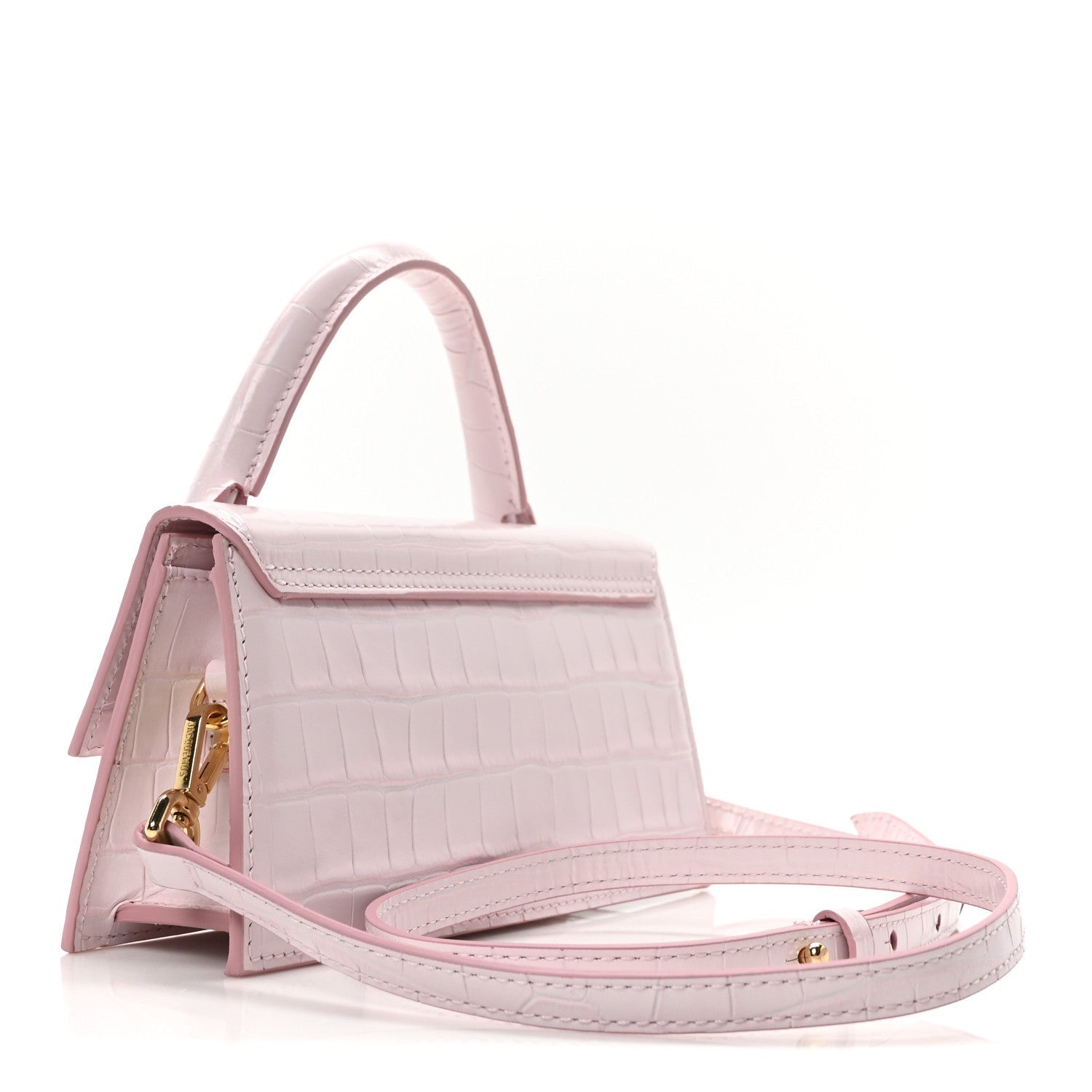 Jacquemus Calfskin Crocodile Embossed Le Chiquito Long Pale Pink 3 of 7