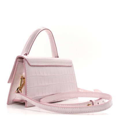 Jacquemus Calfskin Crocodile Embossed Le Chiquito Long Pale Pink 3 of 7