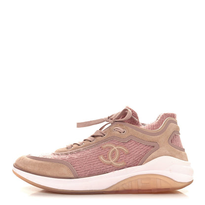 Chanel Suede Calfskin Stretch Fabric CC Sneakers 41 Pink 1 of 7