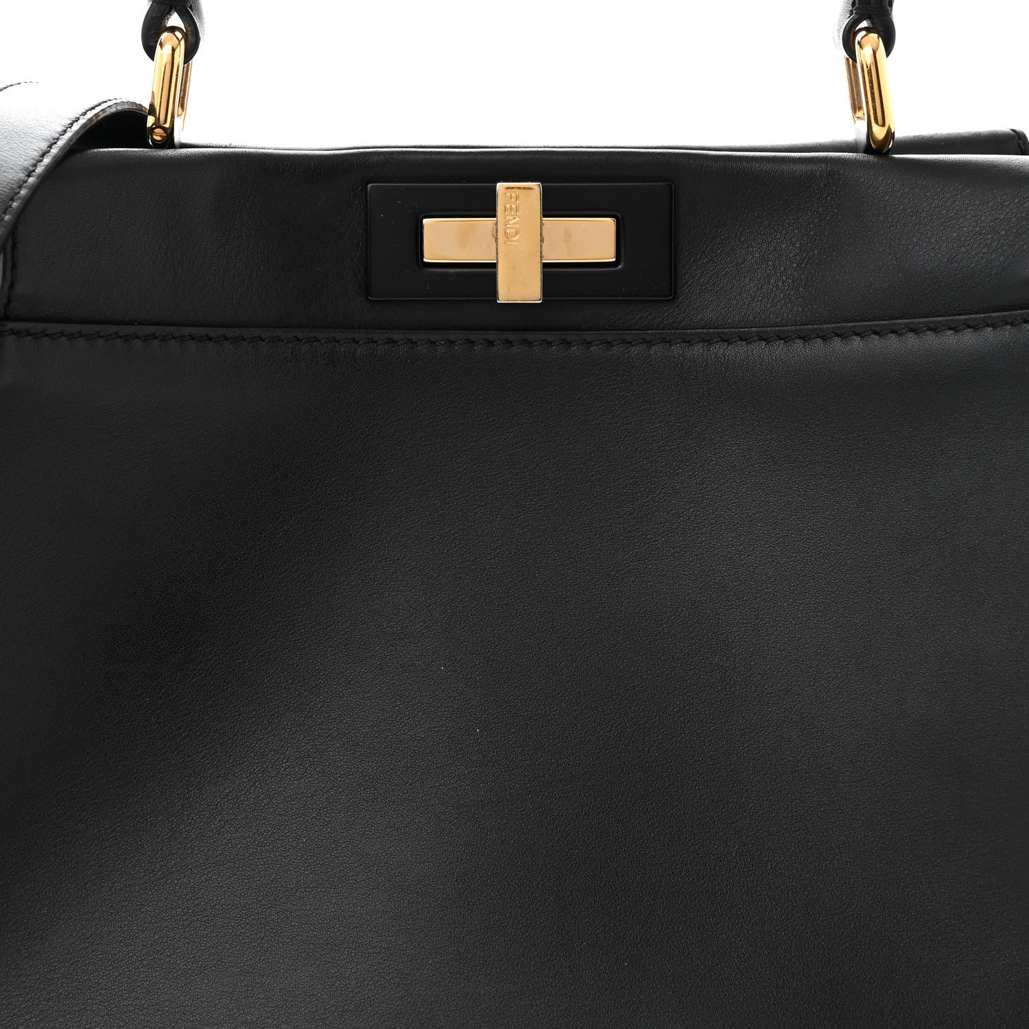 Fendi Vitello Seta Shiny Nappa Medium Peekaboo Iconic Satchel Black 8 of 11