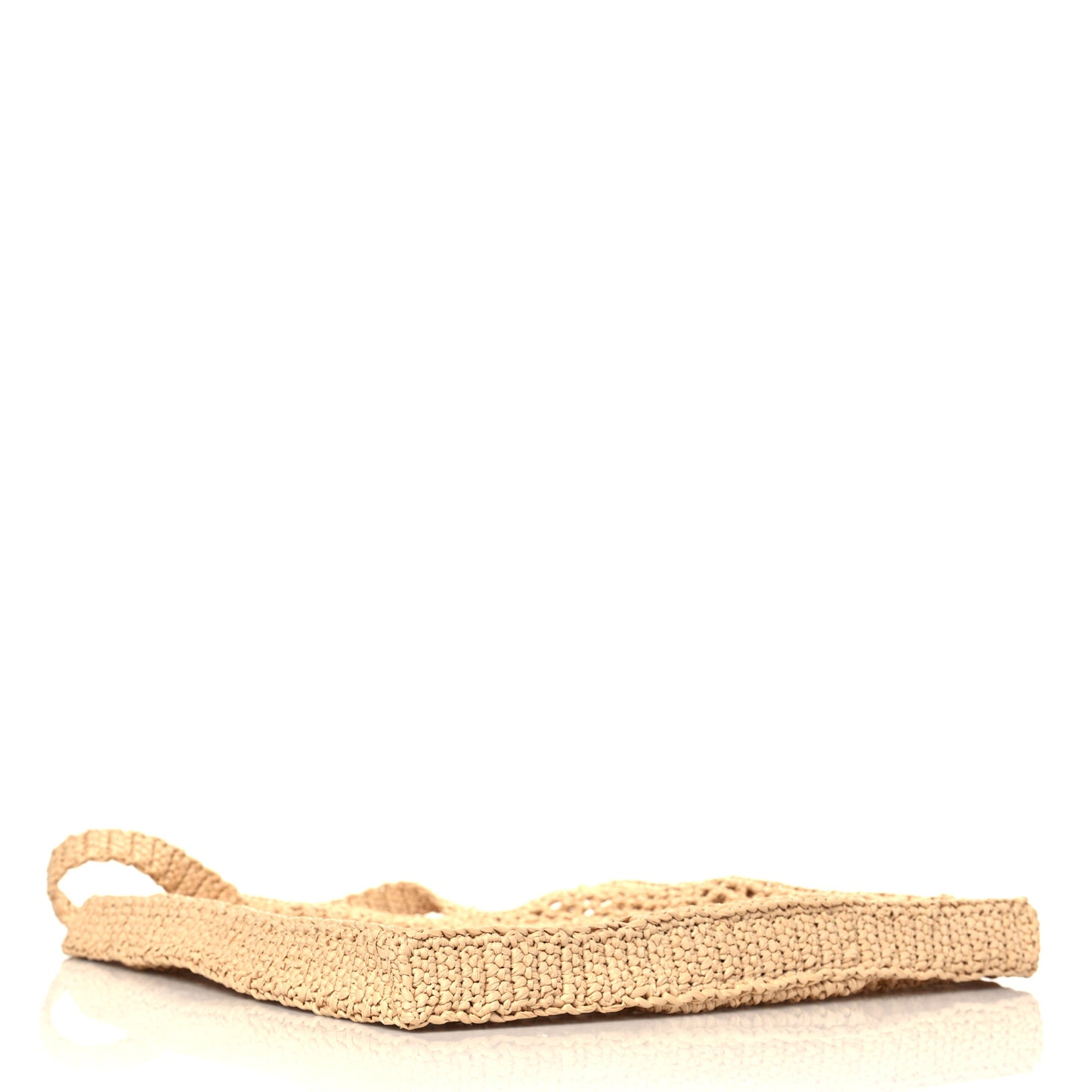 Yarn Raffia Effect Crochet Logo Embroidered Tote Bag Naturale