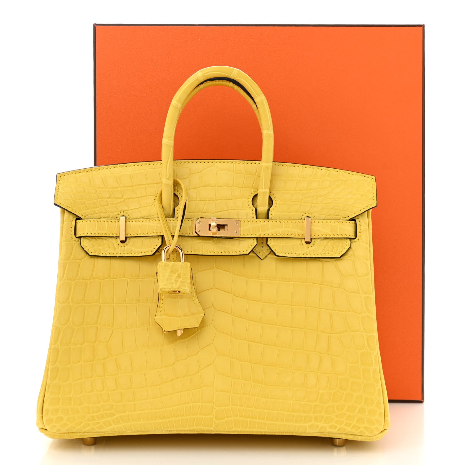 Hermes Matte Niloticus Crocodile Birkin 25 Mimosa 10 of 10