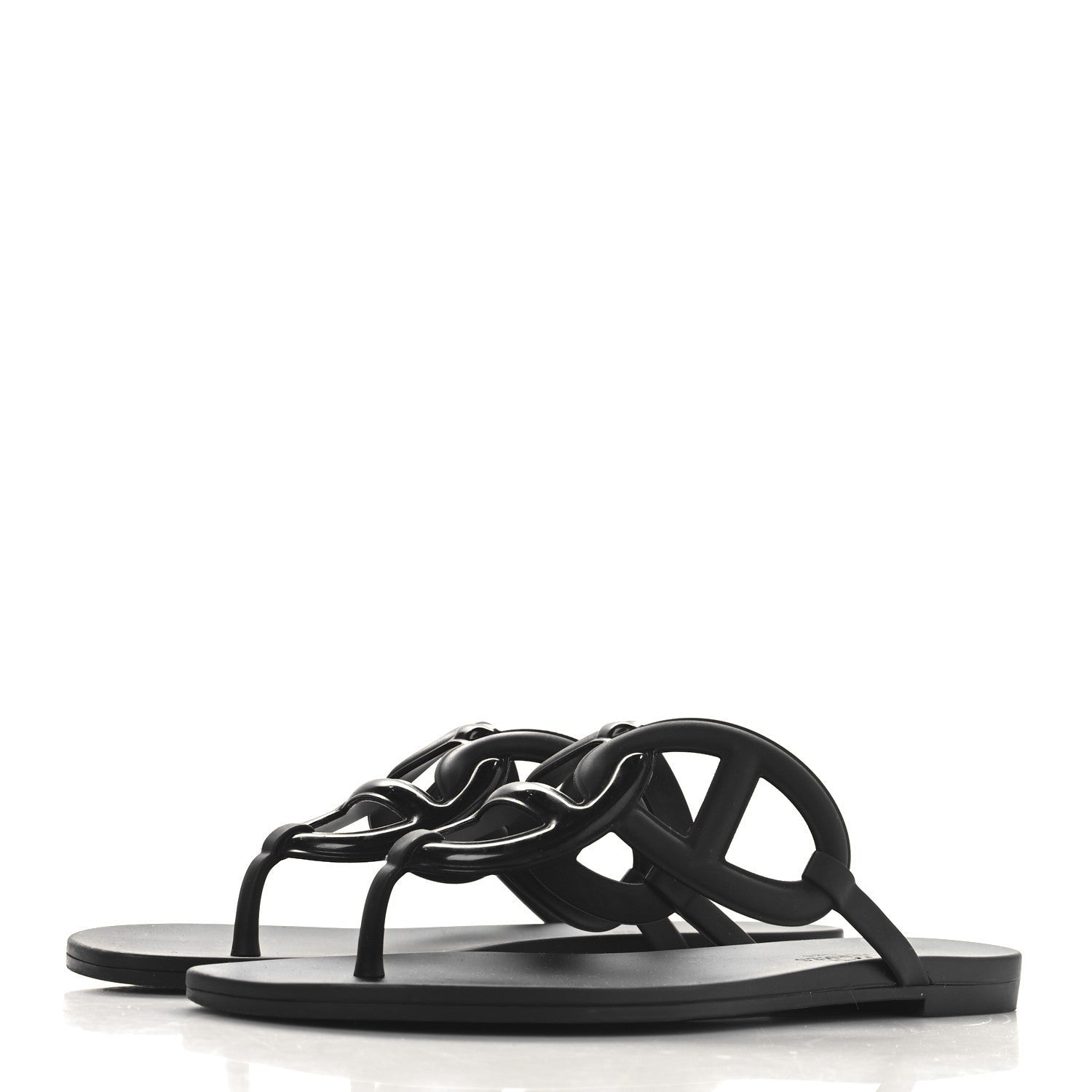 Hermes Rubber Womens Egerie Sandals 37 Black 4 of 7