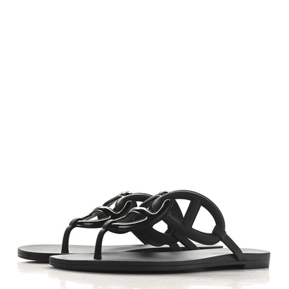 Hermes Rubber Womens Egerie Sandals 37 Black 4 of 7