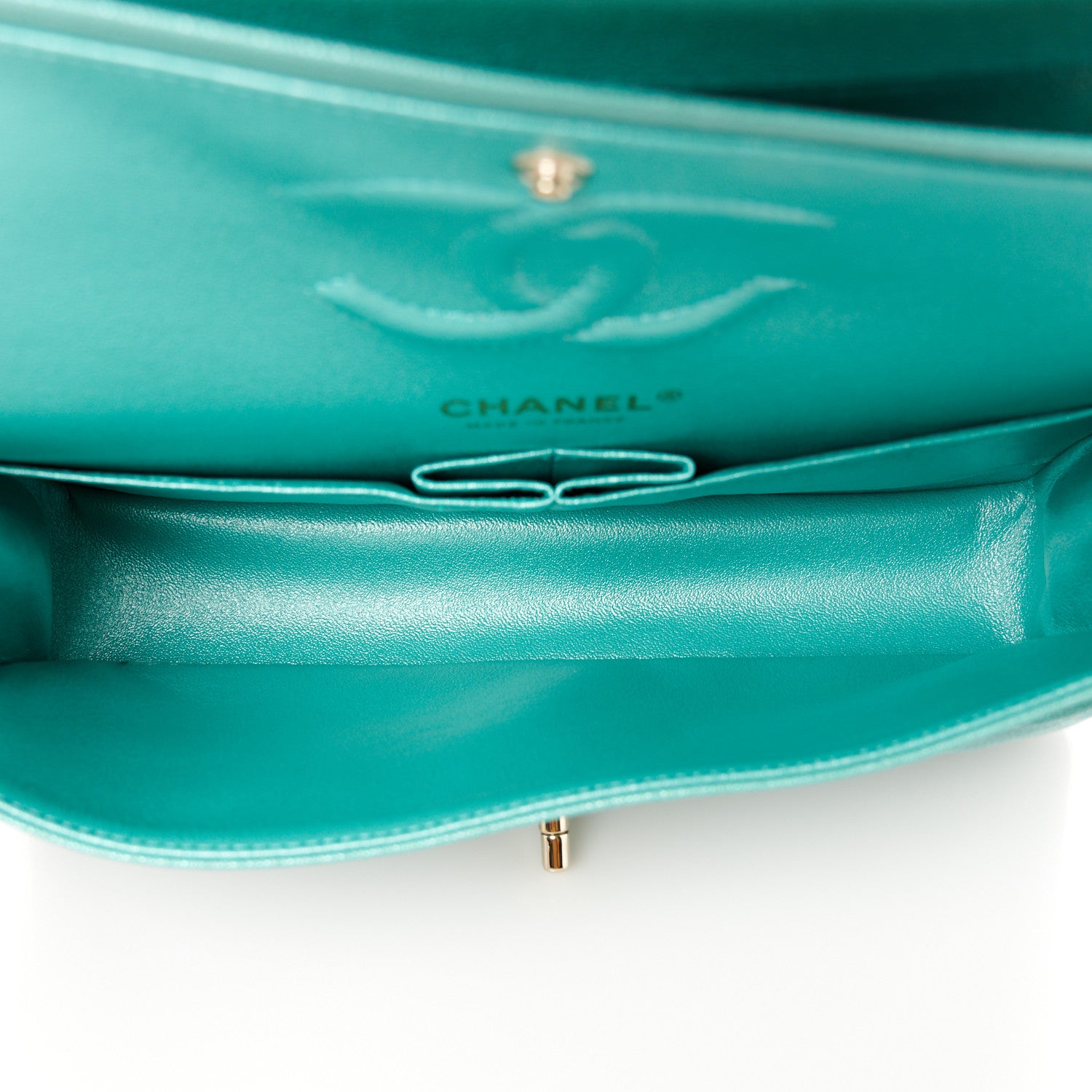 Chanel Iridescent Caviar Quilted Medium Double Flap Green 5 of 11