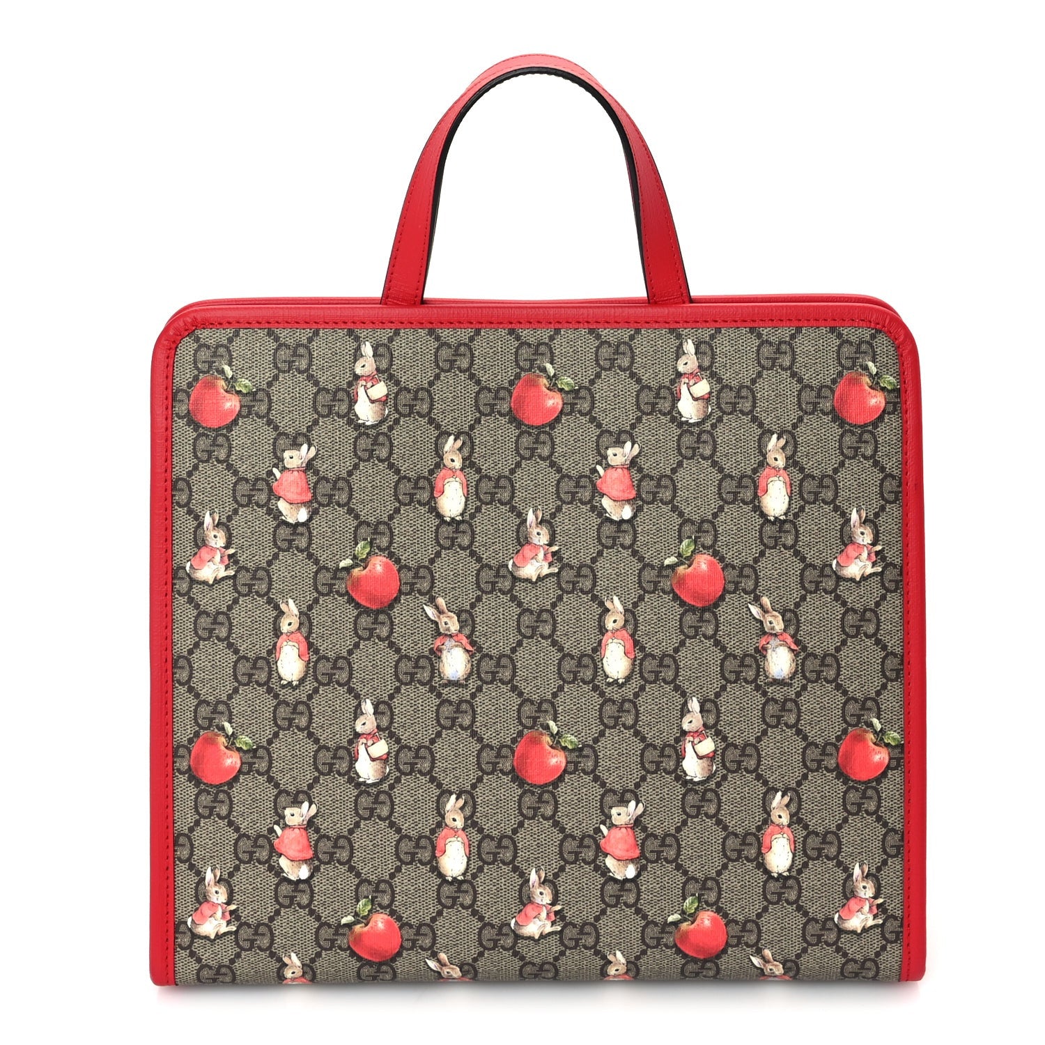 Gucci X Peter Rabbit GG Supreme Monogram Rabbit Apple Childrens Tote  Beige Ebony Multicolor Bright Hibiscus 1 of 9