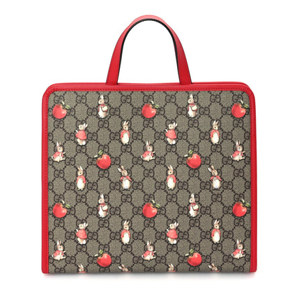 Gucci X Peter Rabbit GG Supreme Monogram Rabbit Apple Childrens Tote  Beige Ebony Multicolor Bright Hibiscus 1 of 9