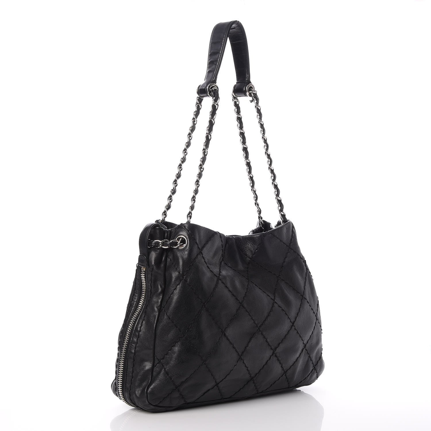 Chanel Lambskin Stitched Expandable Tote Black 3 of 9