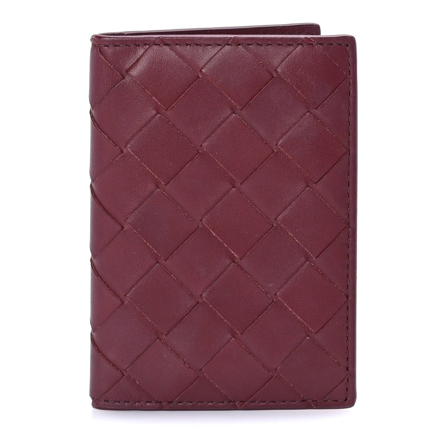 Nappa Maxi Intrecciato Bi-Fold Card Holder  Barolo