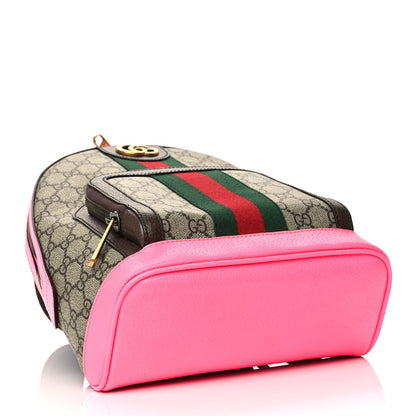 Gucci GG Supreme Monogram Textured Dollar Calfskin Web Small Ophidia Day Backpack Beige Ebony Fluorescent Fuchsia 3 of 9