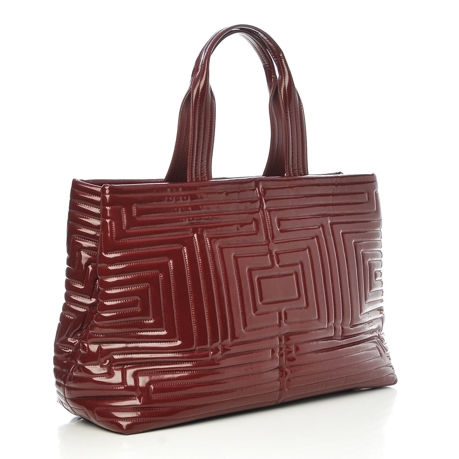 Chanel Vinyl Coco Ming Grand Shopping Tote Burgundy 3 of 9